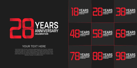 set of anniversary white and red color can be use for celebration event