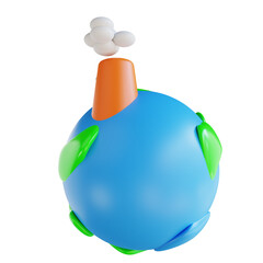 3D illustration air and earth pollution suitable ecology