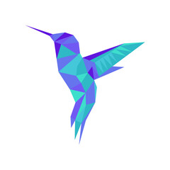 Polygonal hummingbird logo vector illustration