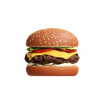 3d rendered burger object illustration with transparent Background