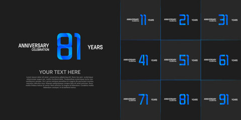 set of anniversary white and blue color can be use for celebration event