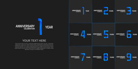 set of anniversary white and blue color can be use for celebration event