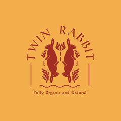 organic food logo with rabbit illustration