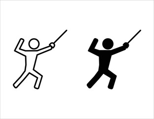 fencing icon. outline icon and solid icon