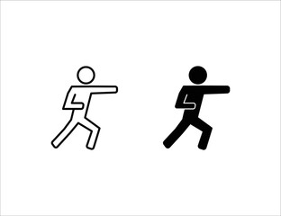 martial art icon. outline icon and solid icon