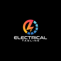 modern electrical logo icon vector isolated with lightning or thunder symbol illustration