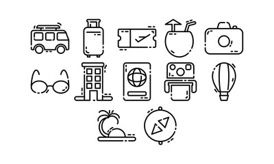 set of traveling icons