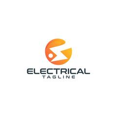 modern electrical logo icon vector isolated with lightning or thunder symbol illustration
