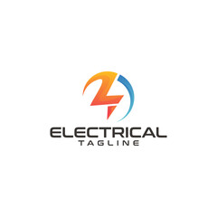 modern electrical logo icon vector isolated with lightning or thunder symbol illustration