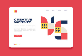 landing page template with geometric illustration