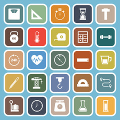 Measuring flat icons on blue background