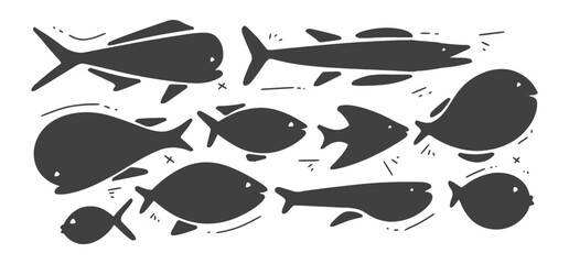 set of fish doodle
