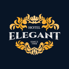 Elegant Hotel Logo Template with Floral Illustration