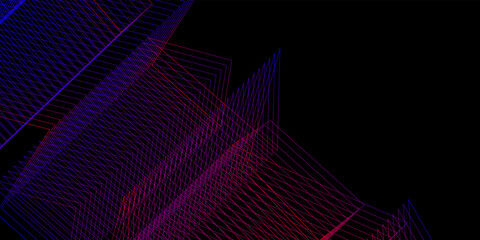 Abstract black background with purple blue lines