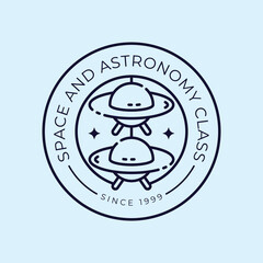 Astronomy Class Logo template with UFO illustration