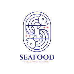 Vintage Seafood Restaurant and Resort Logo Template
