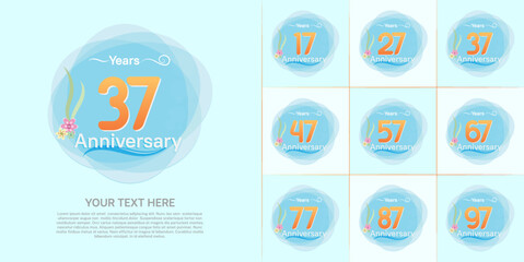 set of anniversary summer theme can be use for celebration event