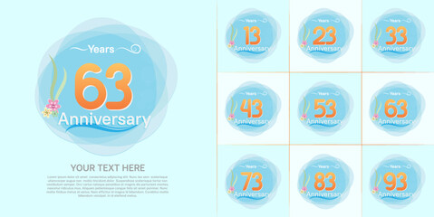 set of anniversary summer theme can be use for celebration event