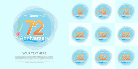 set of anniversary summer theme can be use for celebration event