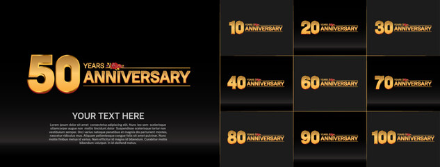 set of anniversary golden color can be use for celebration moment