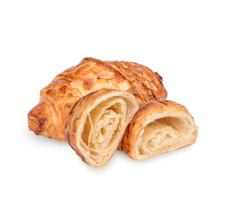 Almond croissant isolated on white background