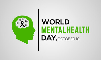 Vector Illustration on the theme World Mental Health.  World Mental Health Day is as celebrated  an international day for global mental health education.  