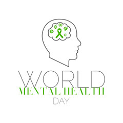 Vector Illustration on the theme World Mental Health.  World Mental Health Day is as celebrated  an international day for global mental health education.  