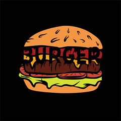 best happy burger t shirt design vector