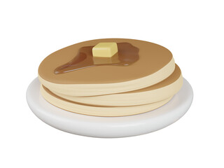 3d rendering pancakes on a plate