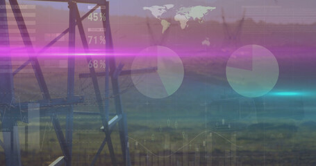 Image of statistics and data processing over waste site