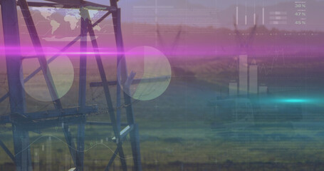 Image of statistics and data processing over waste site