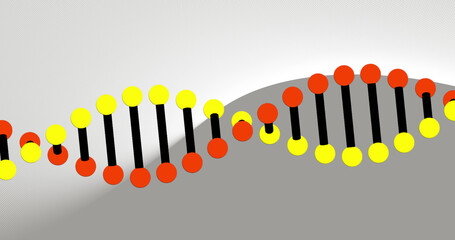 Image of dna strand spinning with copy space on grey background