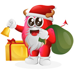 Vector_Cute red monster santa claus christmas