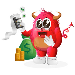 Vector_Cute red monster make a payment