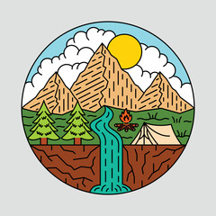 Camping with great nature graphic illustration vector art t-shirt design