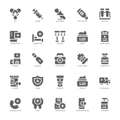 Medical and Pharmacy icon pack for your website, mobile, presentation, and logo design. Medical and Pharmacy icon glyph design. Vector graphics illustration and editable stroke.