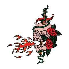 Skull and flower graphic illustration vector art t-shirt design