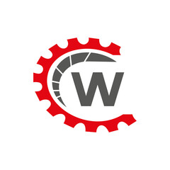 Automotive Logo On Letter W Concept. Car Repair Logotype and Mechanic Symbol Vector Template