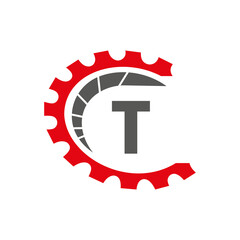 Automotive Logo On Letter T Concept. Car Repair Logotype and Mechanic Symbol Vector Template