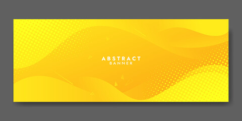 Obraz premium Abstract Yellow Fluid Banner Template. Modern background design. gradient color. Dynamic Waves. Liquid shapes composition. Fit for banners