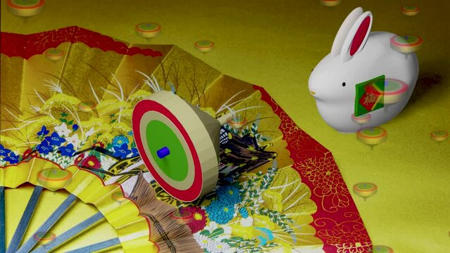 正月飾り3D表現　駒　干支兎