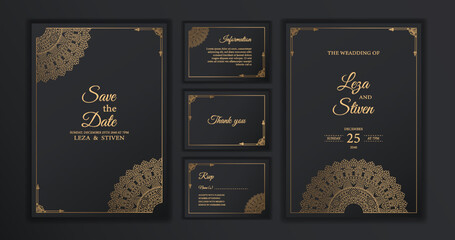 Set collection luxury wedding invitation card template