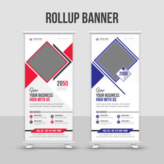 


Modern business agency roll up banner or pull up x banner design template layout set