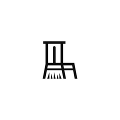 Chair combination with broom, negative space. Logo design.