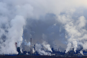 Fototapeta premium metallurgical plant landscape pollution of nature