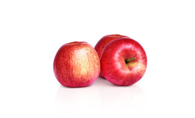 Isolated red apple on white background with cut path and full depth of field.