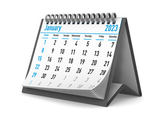 2023 year. Calendar for January. Isolated 3D illustration