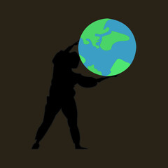 silhouette of a person holding a globe