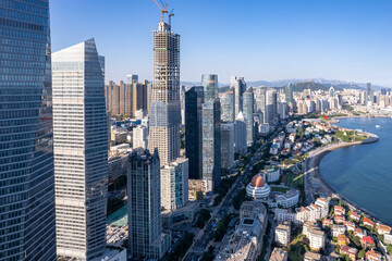 Naklejka premium Aerial photography of China's modern urban architectural landscape