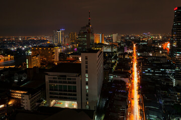 Night Bangkok (Thailand) from a bird's-eye view	